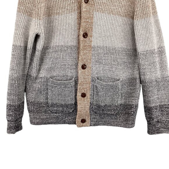 Even Tide Shawl Collar Cardigan Sweater Size Large Beige & Gray Thick WInter - Picture 4 of 10